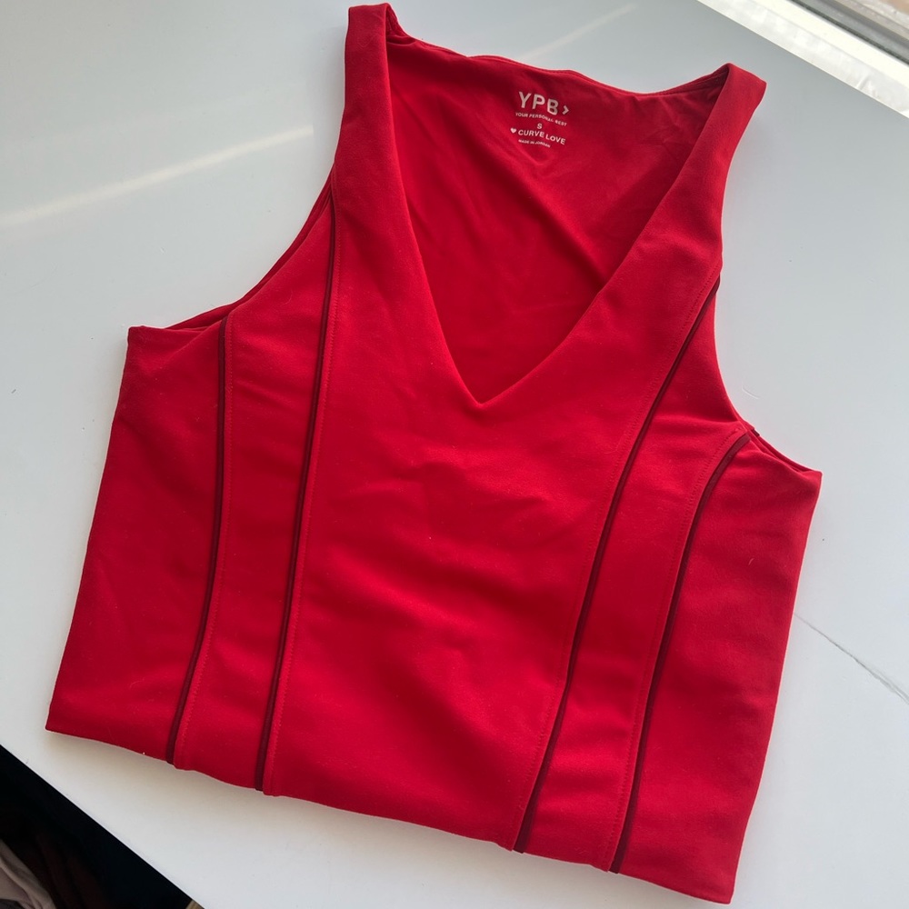 Abercrombie YPB scultplux curve love tank -red